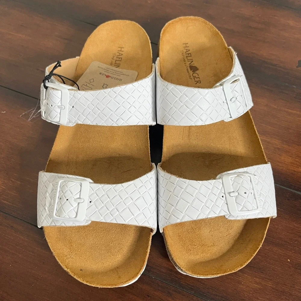 New Haflinger Men Bio Andrea Sandals White Intreccio Leather size EU 47‎ Comfort